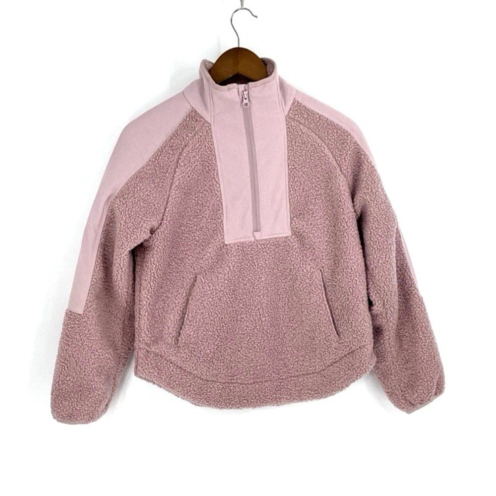Marine Layer Pullover Womens XSmall Pink Sherpa Fleece Quarter Zip Sweatshirt